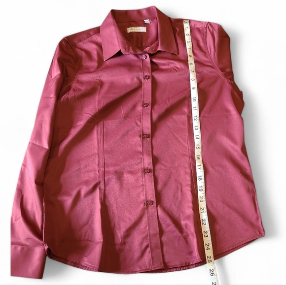 Women's Siliteelon Brand Slim Fit Burgandy L/S Button Down Dress Shirt Med NEW! - Picture 12 of 12